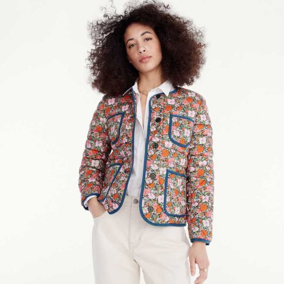 New women's S J Crew quilted lady jacket in Liberty Meadow Song floral - Picture 10 of 12
